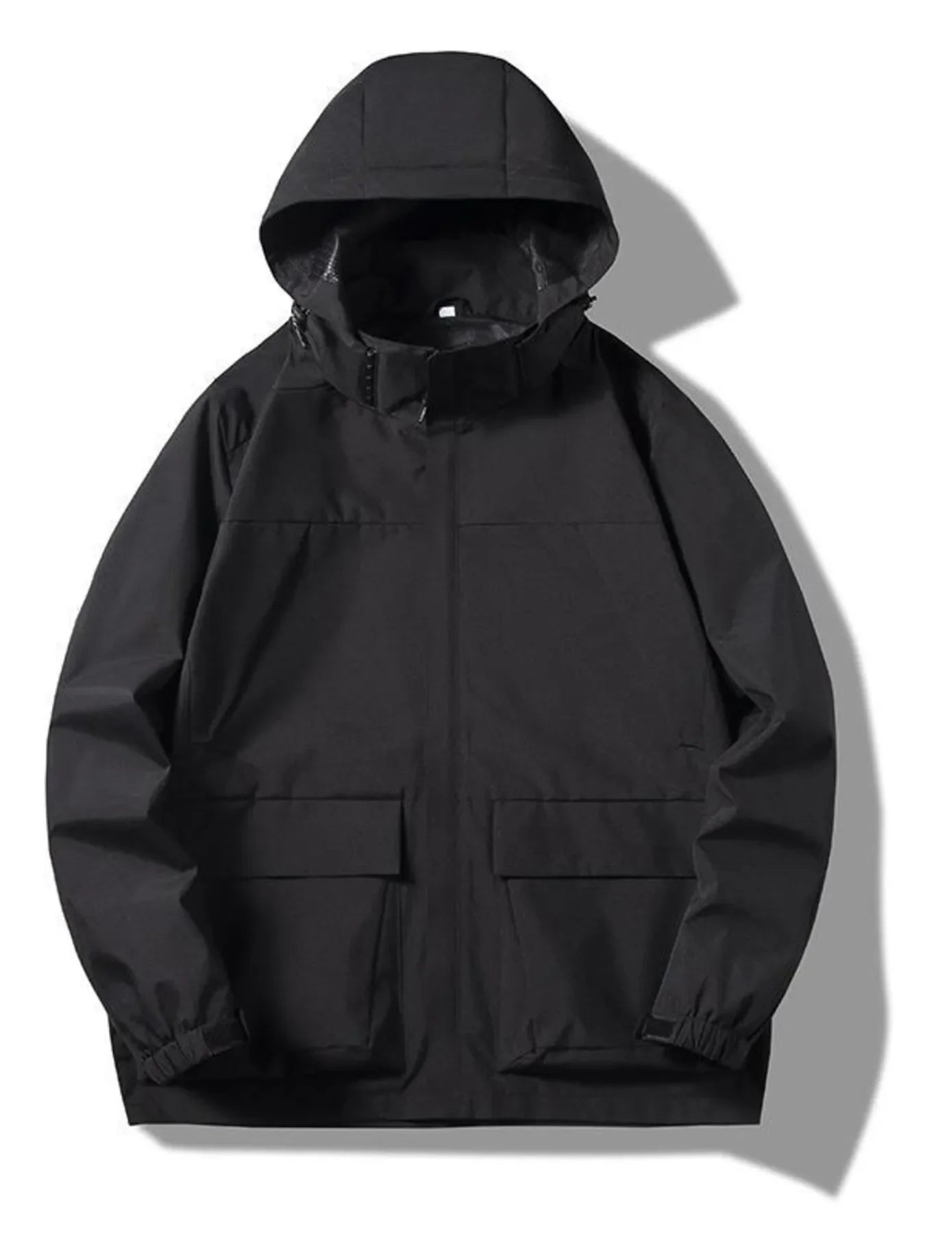 Men's Plus Size Hooded Windproof Outdoor Jacket Black / M