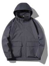 Men's Plus Size Hooded Windproof Outdoor Jacket Dark Gray / M