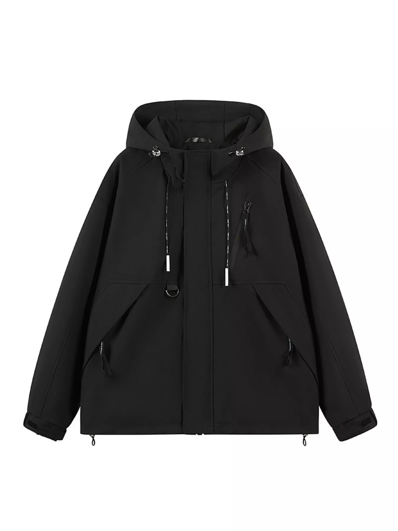 Men's Plus Size Hooded Windproof Zip Up Jacket Black / M