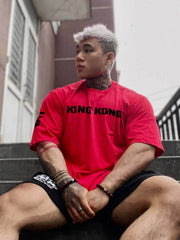 Men's Plus Size KING KONG Round Neck T-Shirt Red / L