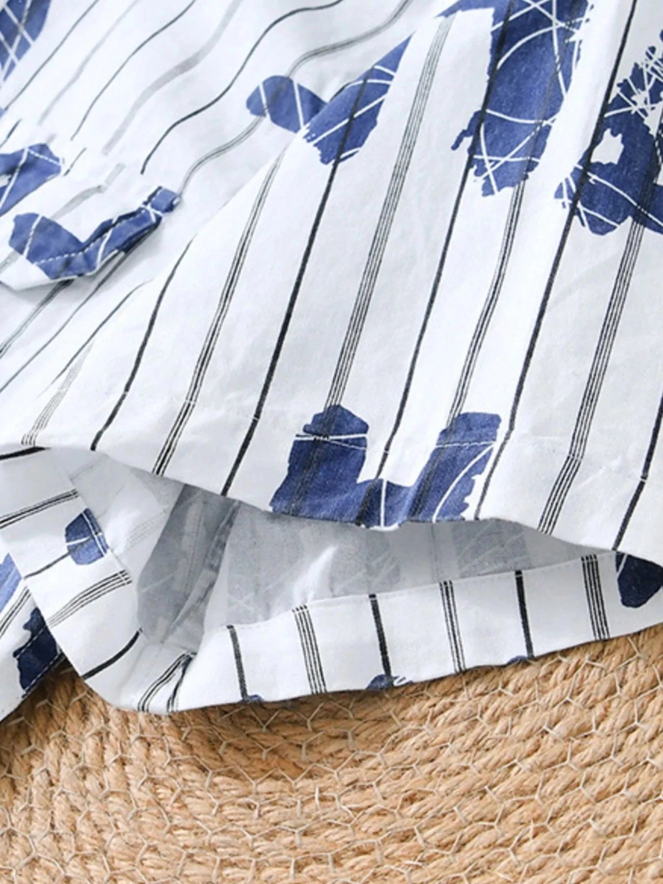 Men's Plus Size Letter Print Striped Short Sleeve Casual Shirt