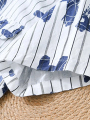 Men's Plus Size Letter Print Striped Short Sleeve Casual Shirt