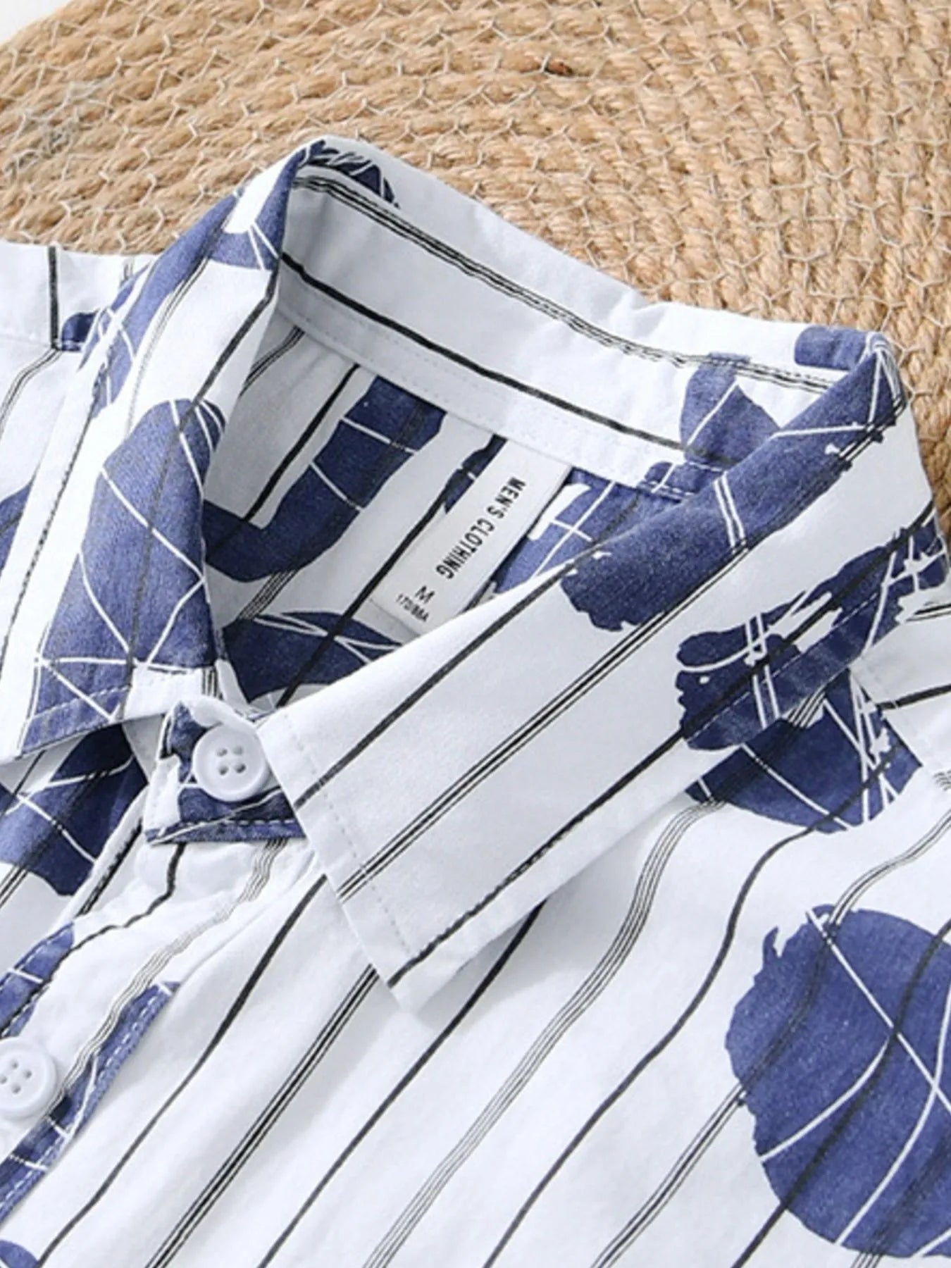 Men's Plus Size Letter Print Striped Short Sleeve Casual Shirt