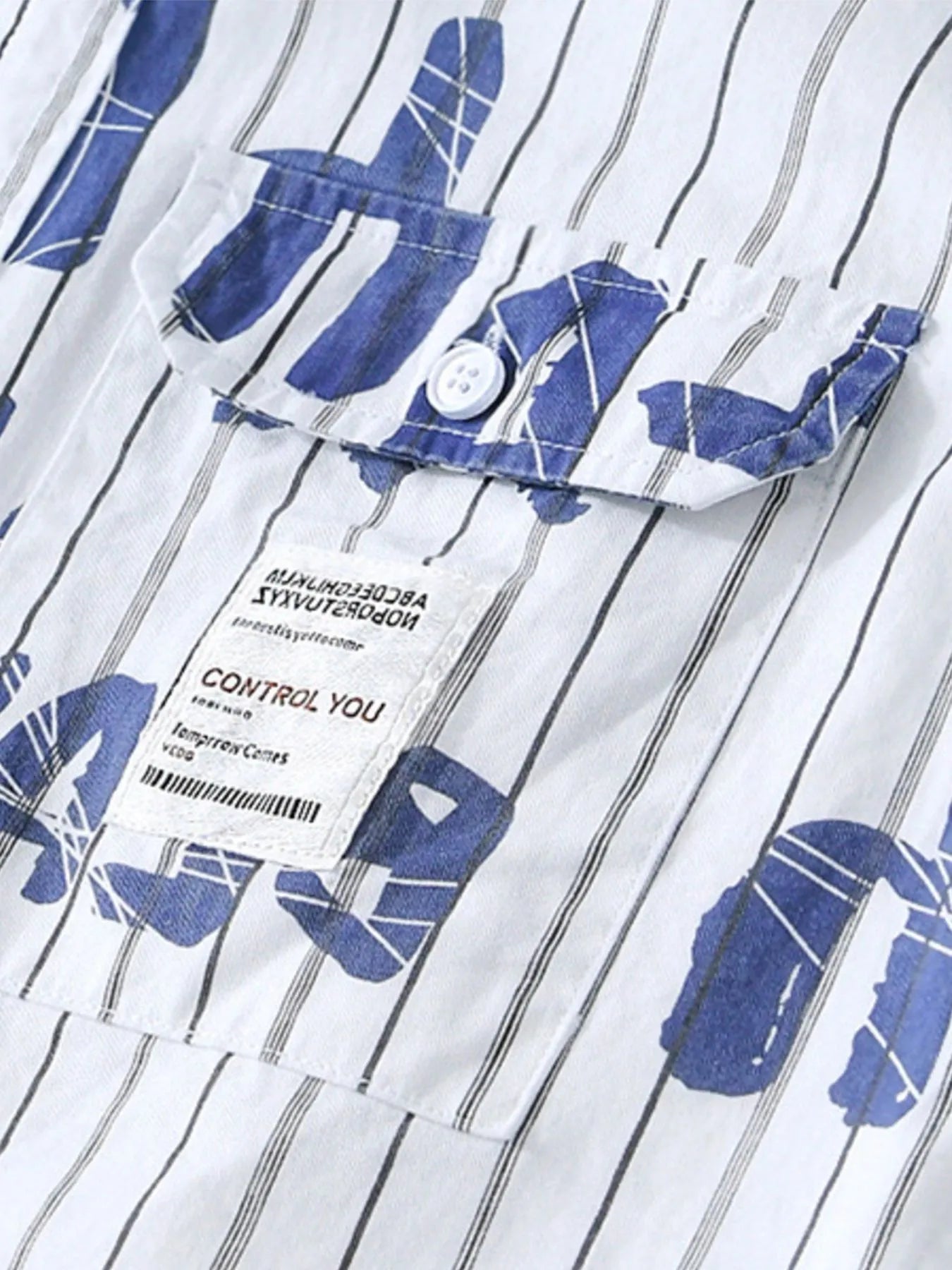 Men's Plus Size Letter Print Striped Short Sleeve Casual Shirt