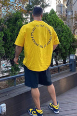 Men's Plus Size Letter Round Neck Half Sleeve T-Shirt Yellow / M