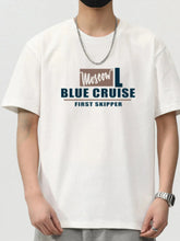 Men's Plus Size Letter Round Neck Short Sleeve T-Shirt White / M