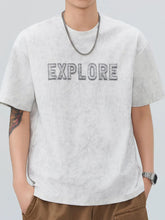 Men's Plus Size Letter Round Neck Short Sleeve T-Shirt White / M