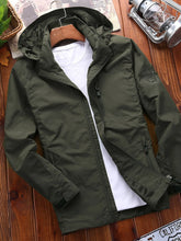 Men's Plus Size Lightweight Hooded Windproof Outdoor Jacket Army Green / M