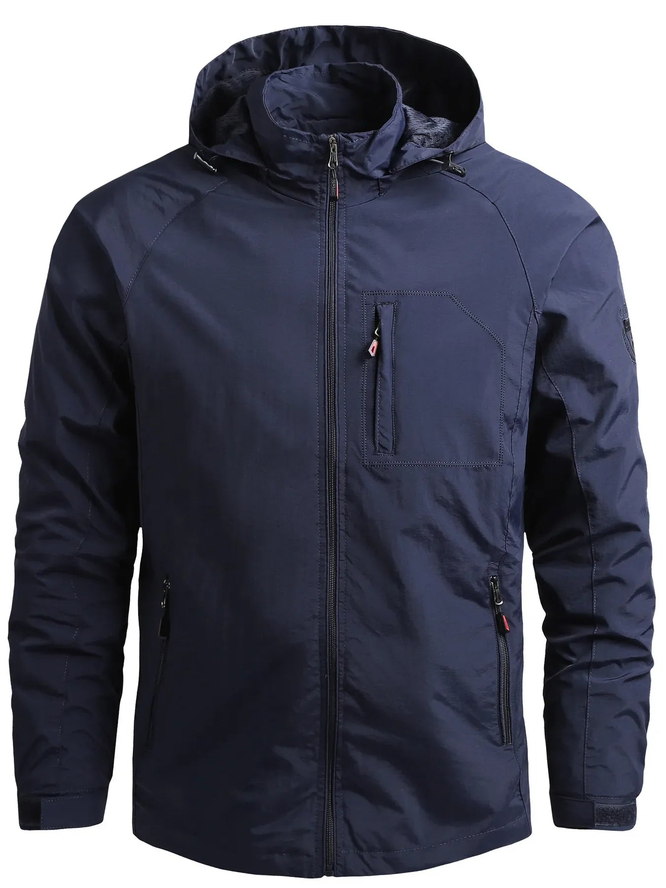 Men's Plus Size Lightweight Hooded Windproof Outdoor Jacket Dark Blue / M