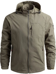 Men's Plus Size Lightweight Hooded Windproof Outdoor Jacket Khaki / M