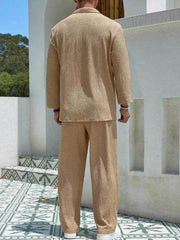Men's Plus Size Long Sleeve Top and Pants Set