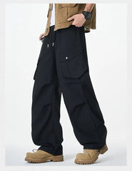 Men's Plus Size Loose Fit Cargo Combat Pants Black / M