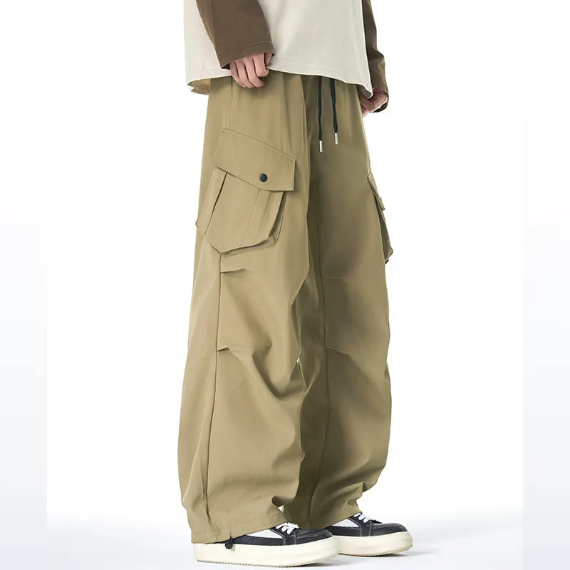 Men's Plus Size Loose Fit Cargo Combat Pants Khaki / M