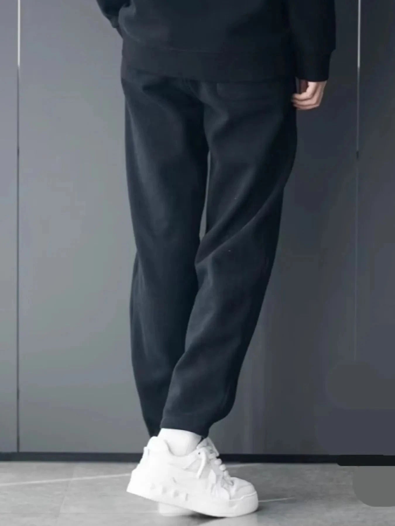 Men's Plus Size Loose Fit Casual Pants Velvet Black / M