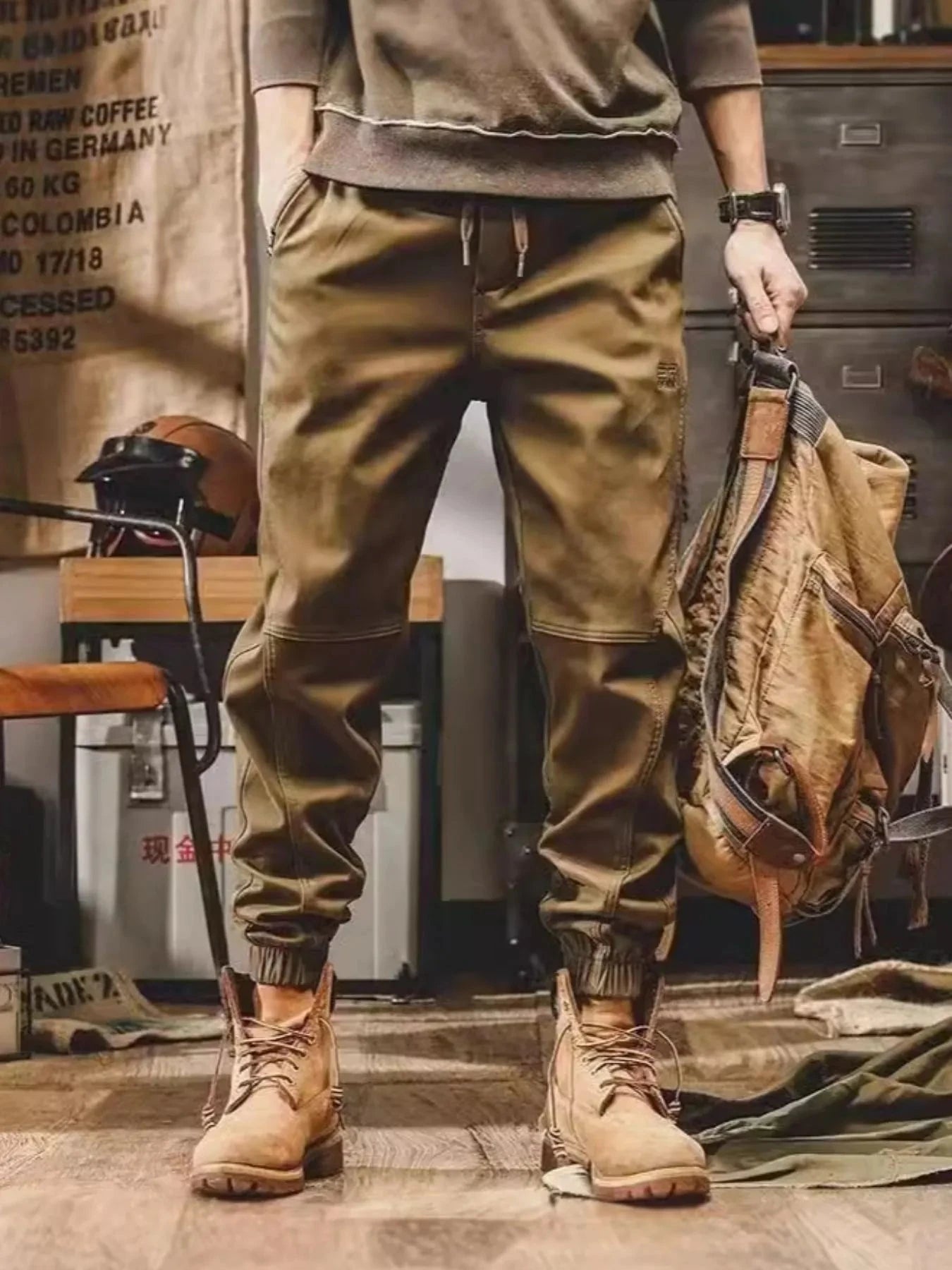 Men's Plus Size Loose Fit Joggers Khaki / M