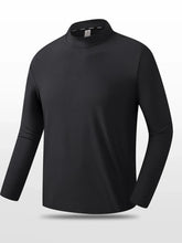 Men's Plus Size Mock Neck Long Sleeve Active T-Shirt Black / M