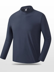 Men's Plus Size Mock Neck Long Sleeve Active T-Shirt Dark Blue / M