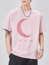 Men's Plus Size Moon Round Neck Short Sleeve T-Shirt Ice Crystal Powder / M