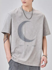 Men's Plus Size Moon Round Neck Short Sleeve T-Shirt Sesame Gray / M