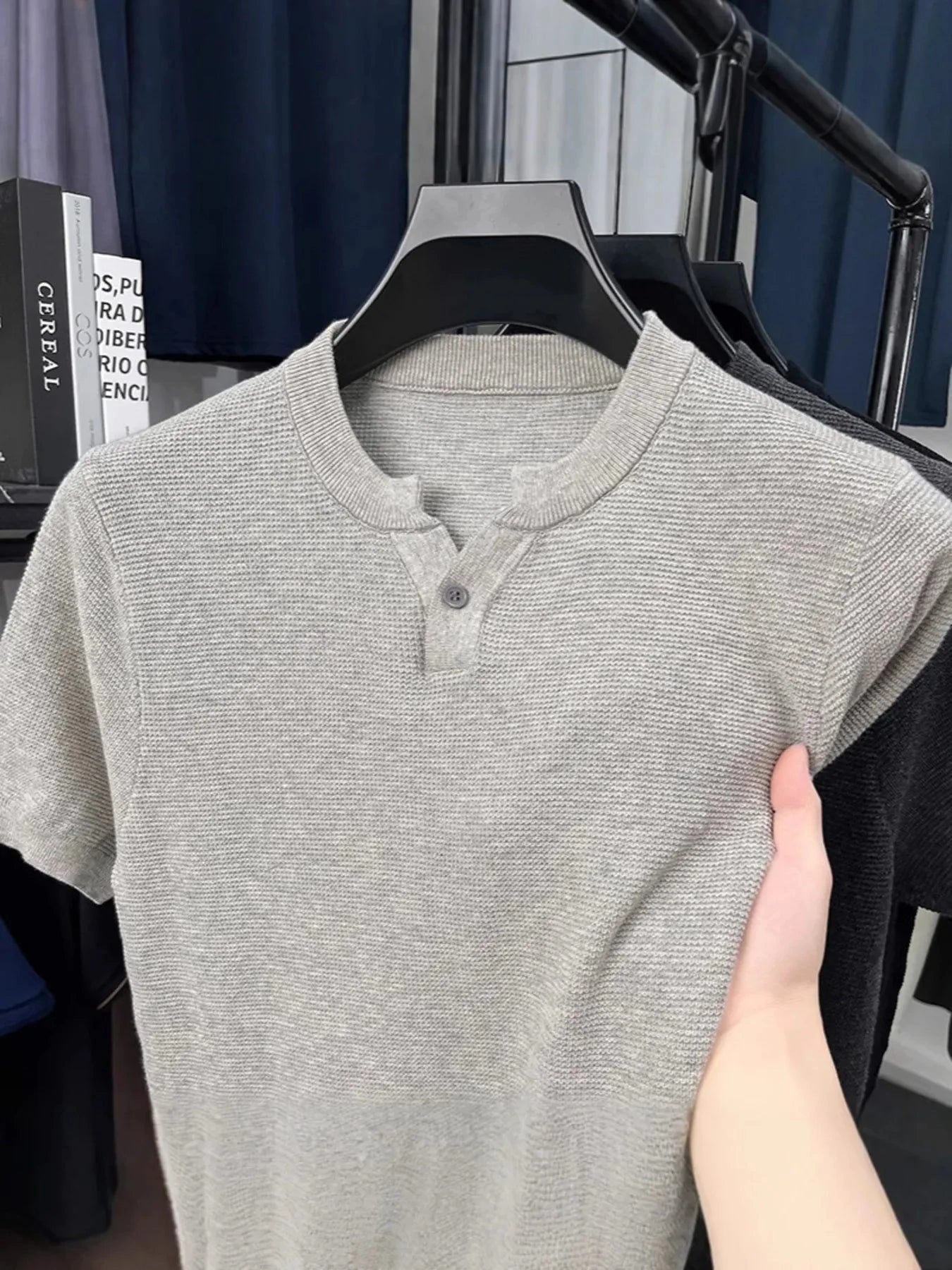 Men's Plus Size Notched Short Sleeve T-Shirt