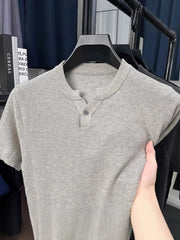 Men's Plus Size Notched Short Sleeve T-Shirt