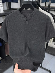 Men's Plus Size Notched Short Sleeve T-Shirt