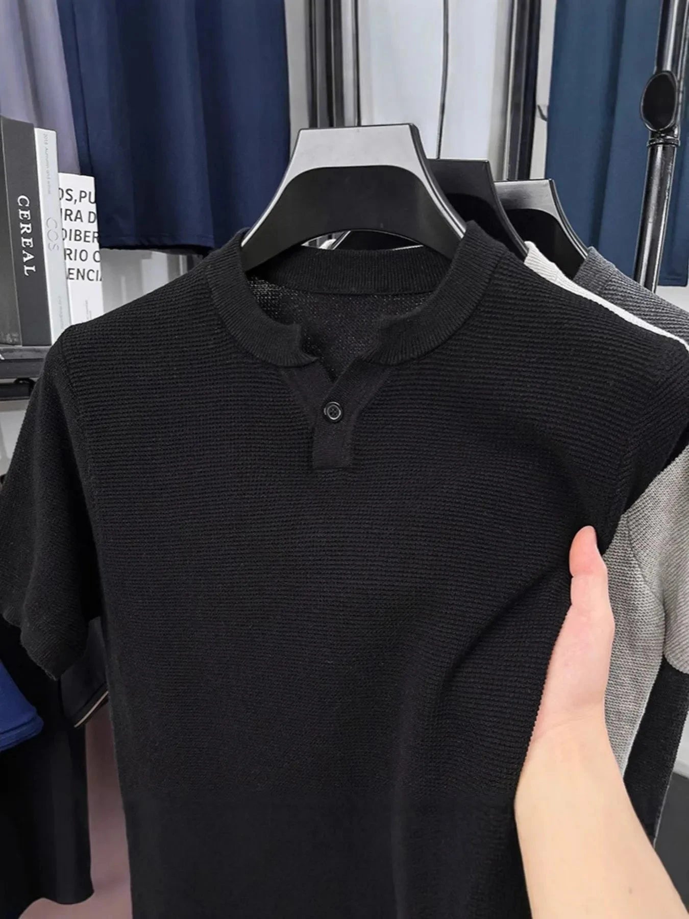 Men's Plus Size Notched Short Sleeve T-Shirt