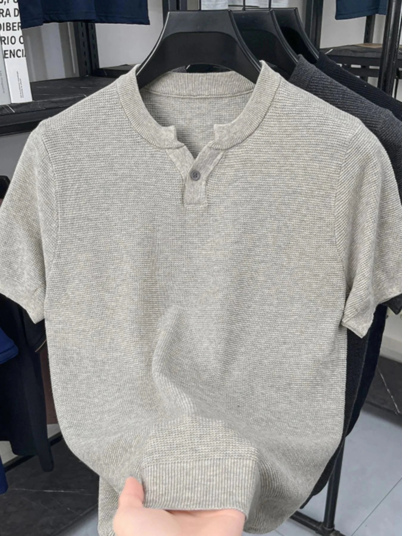 Men's Plus Size Notched Short Sleeve T-Shirt Gray / M