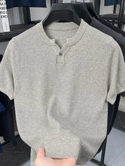 Men's Plus Size Notched Short Sleeve T-Shirt Gray / M