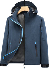 Men's Plus Size Outdoor Zip Up Hooded Jacket Postal Blue / M