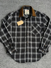 Men's Plus Size Oversized Plaid Button Up Shirt Black Grid / M