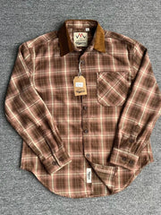 Men's Plus Size Oversized Plaid Button Up Shirt Brown Grid / M