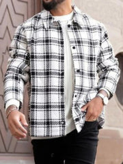 Men's Plus Size Plaid Button Up Long Sleeve Shirt