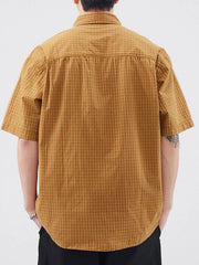 Men's Plus Size Plaid Button Up Short Sleeve Shirt