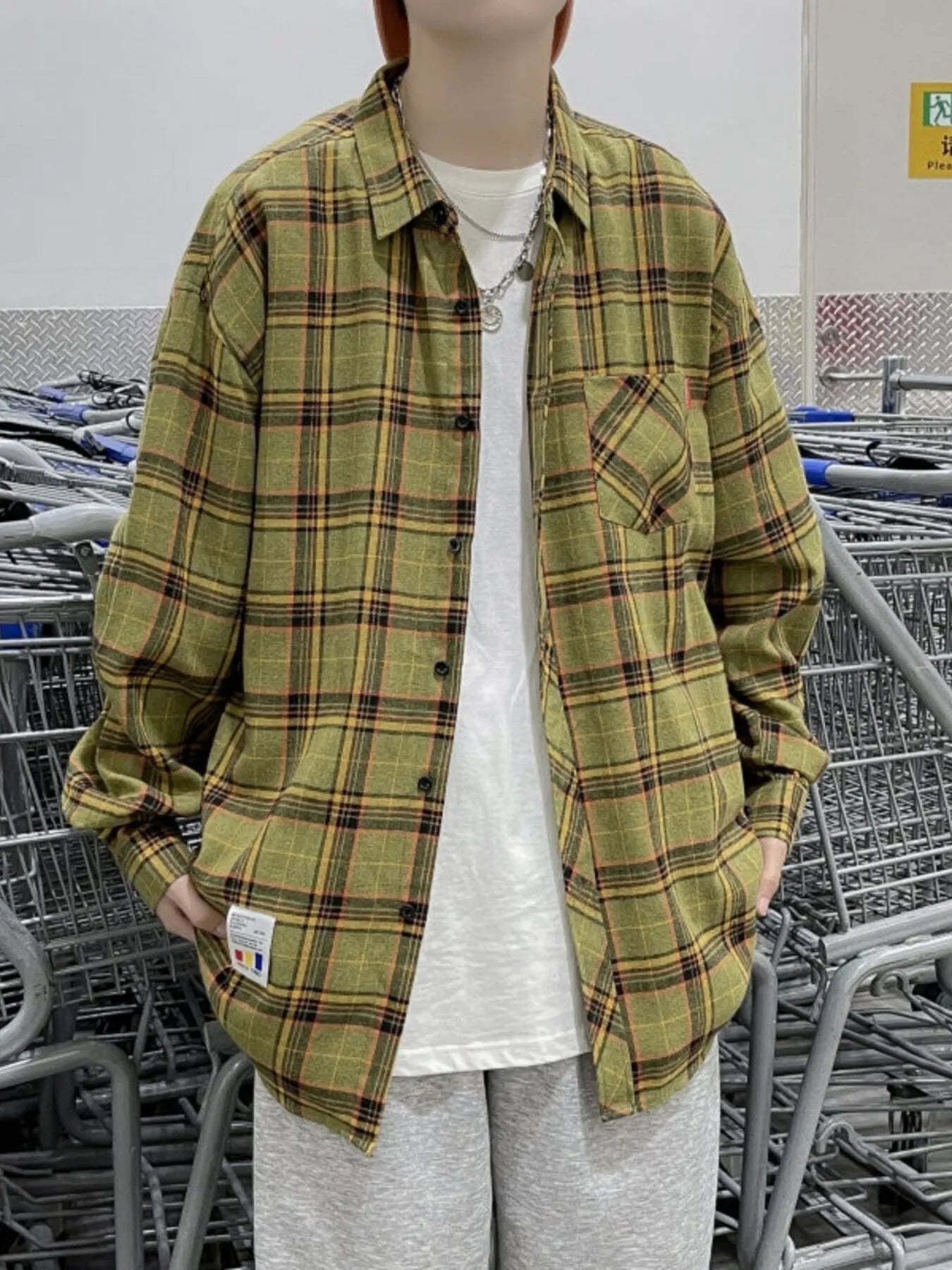 Men's Plus Size Plaid Long Sleeve Shirt