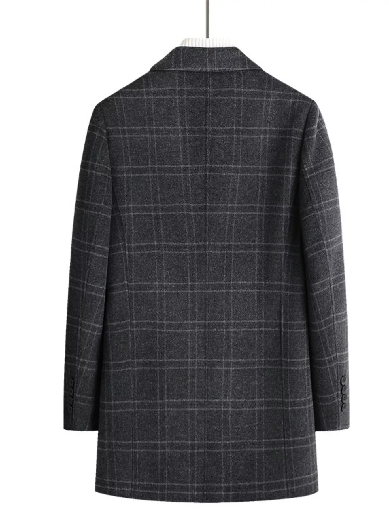 Men's Plus Size Plaid Wool Blend Overcoat