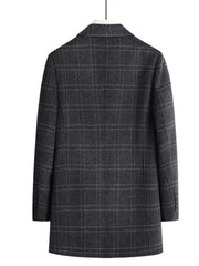 Men's Plus Size Plaid Wool Blend Overcoat