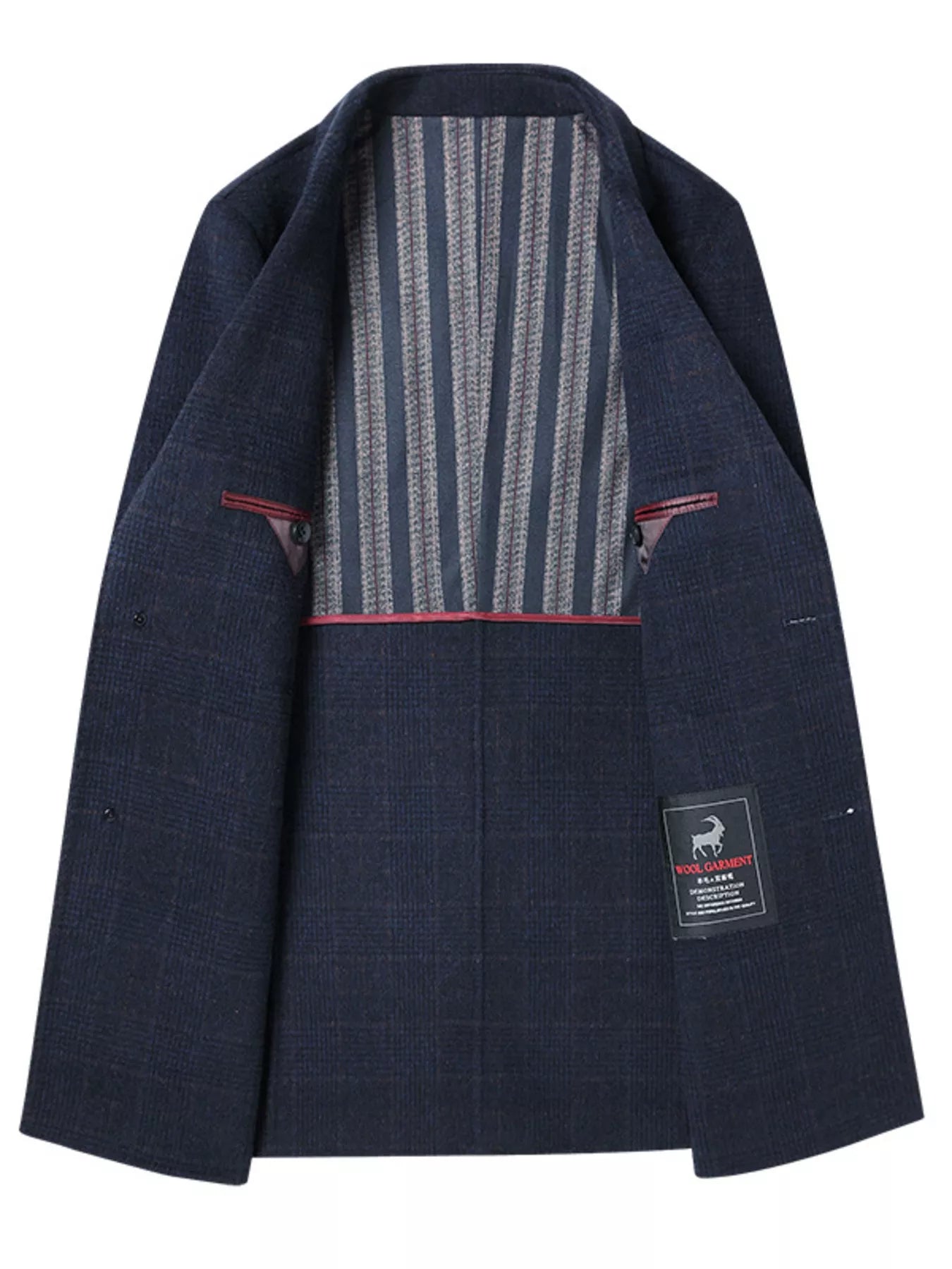Men's Plus Size Plaid Wool Blend Overcoat