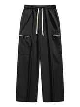 Men's Plus Size Pocketed Wide Leg Pants Black / M