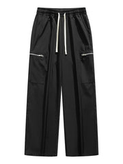 Men's Plus Size Pocketed Wide Leg Pants Black / M