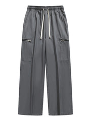 Men's Plus Size Pocketed Wide Leg Pants Dark Gray / M
