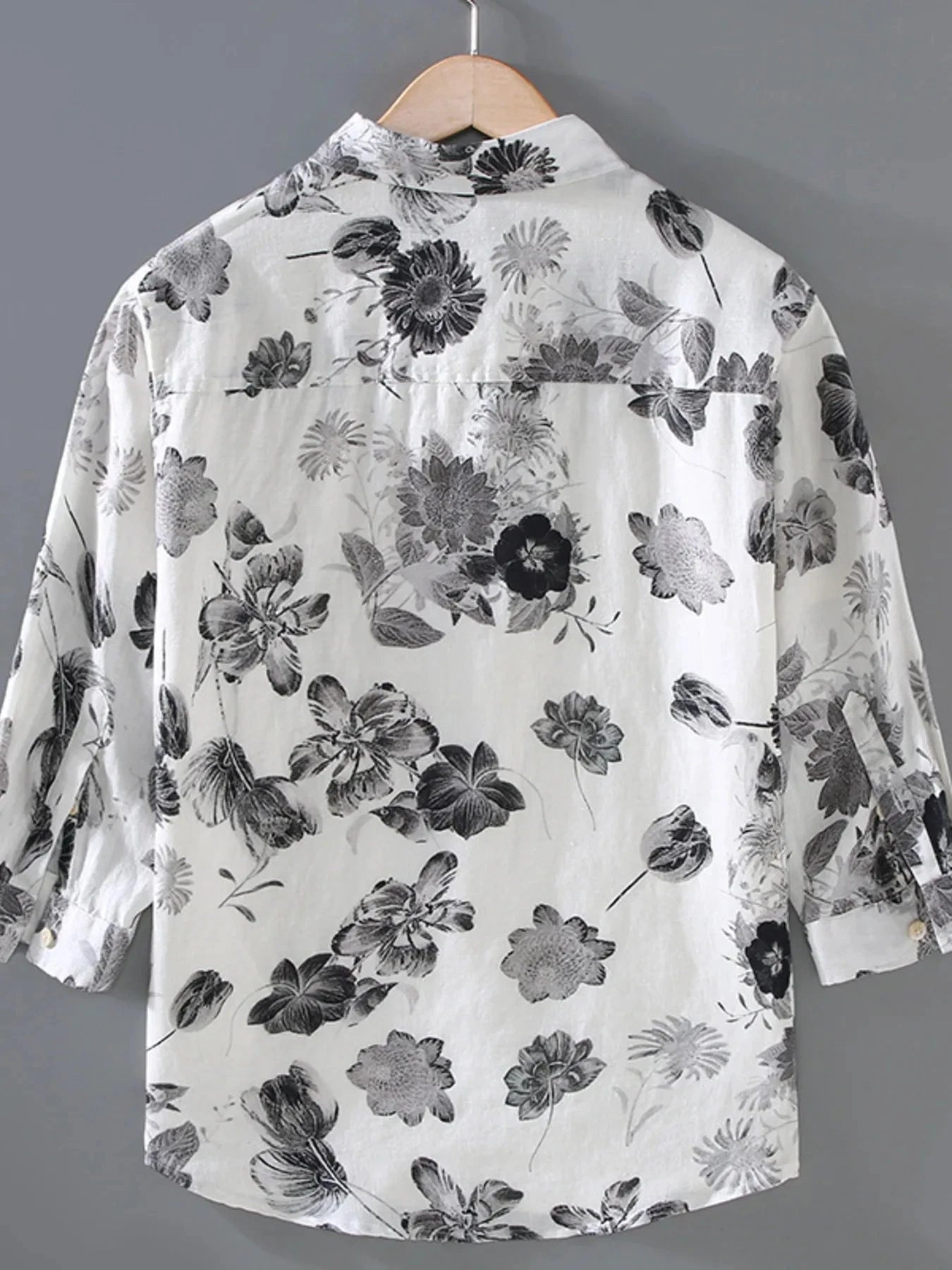 Men's Plus Size Printed Button Up Long Sleeve Shirt