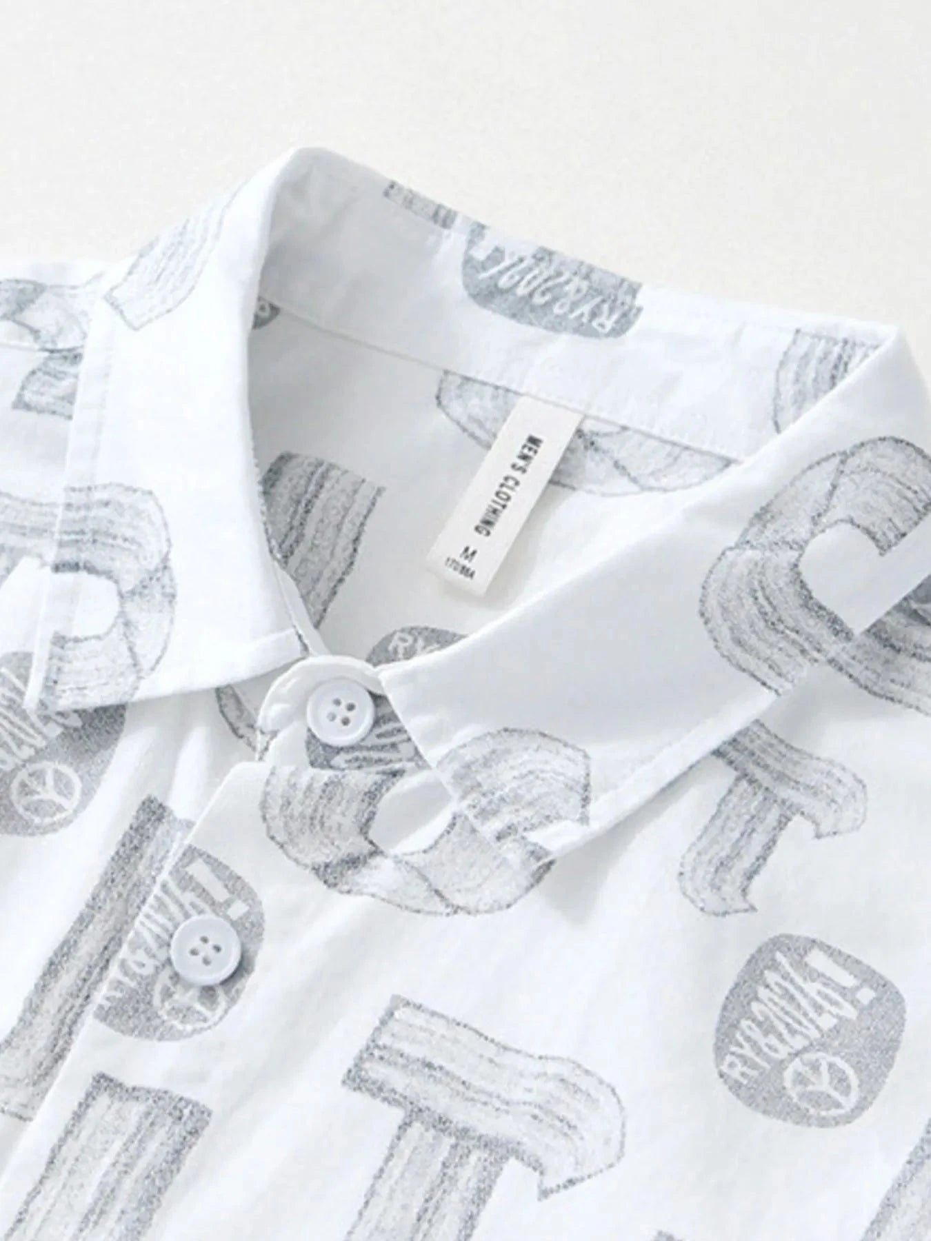 Men's Plus Size Printed Button Up Short Sleeve Shirt
