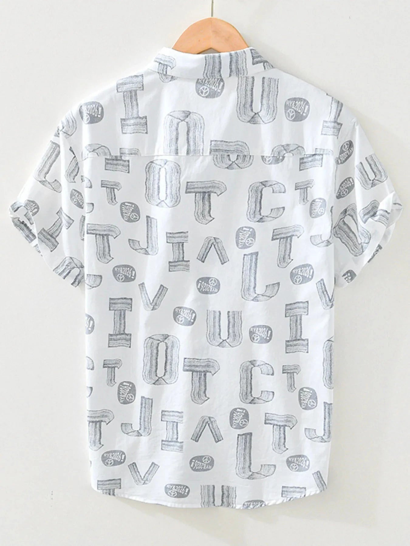 Men's Plus Size Printed Button Up Short Sleeve Shirt