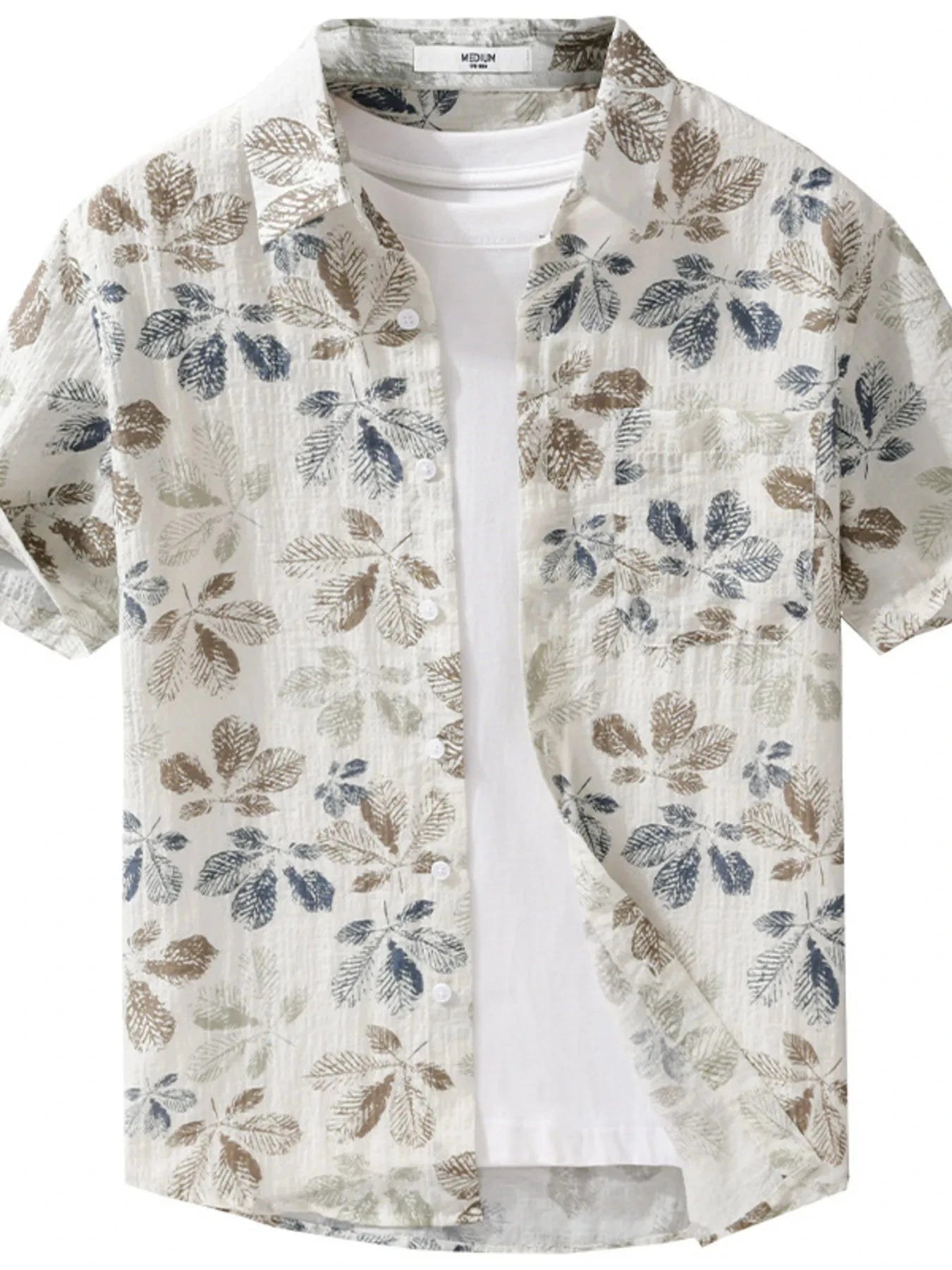 Men's Plus Size Printed Button Up Short Sleeve Shirt