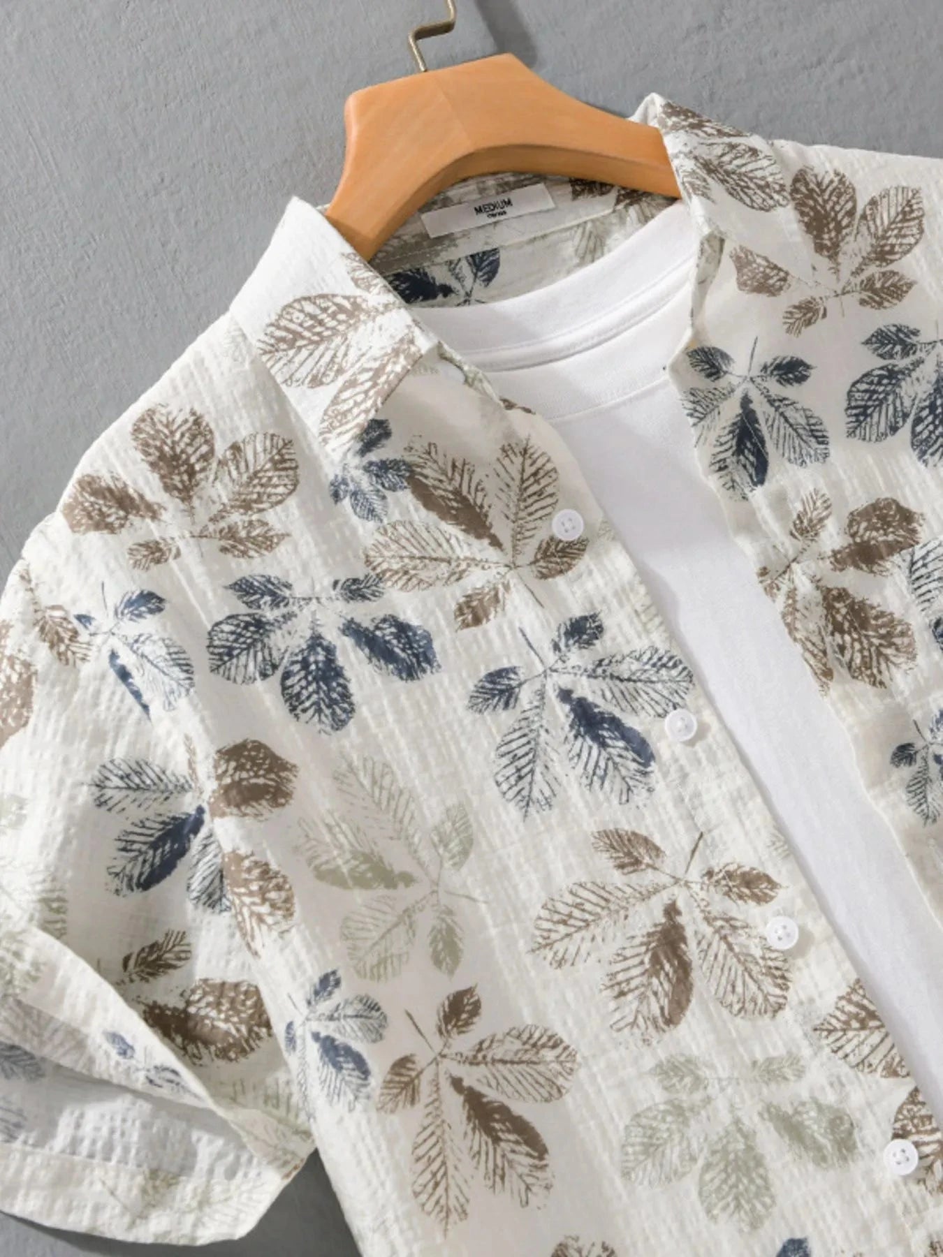 Men's Plus Size Printed Button Up Short Sleeve Shirt