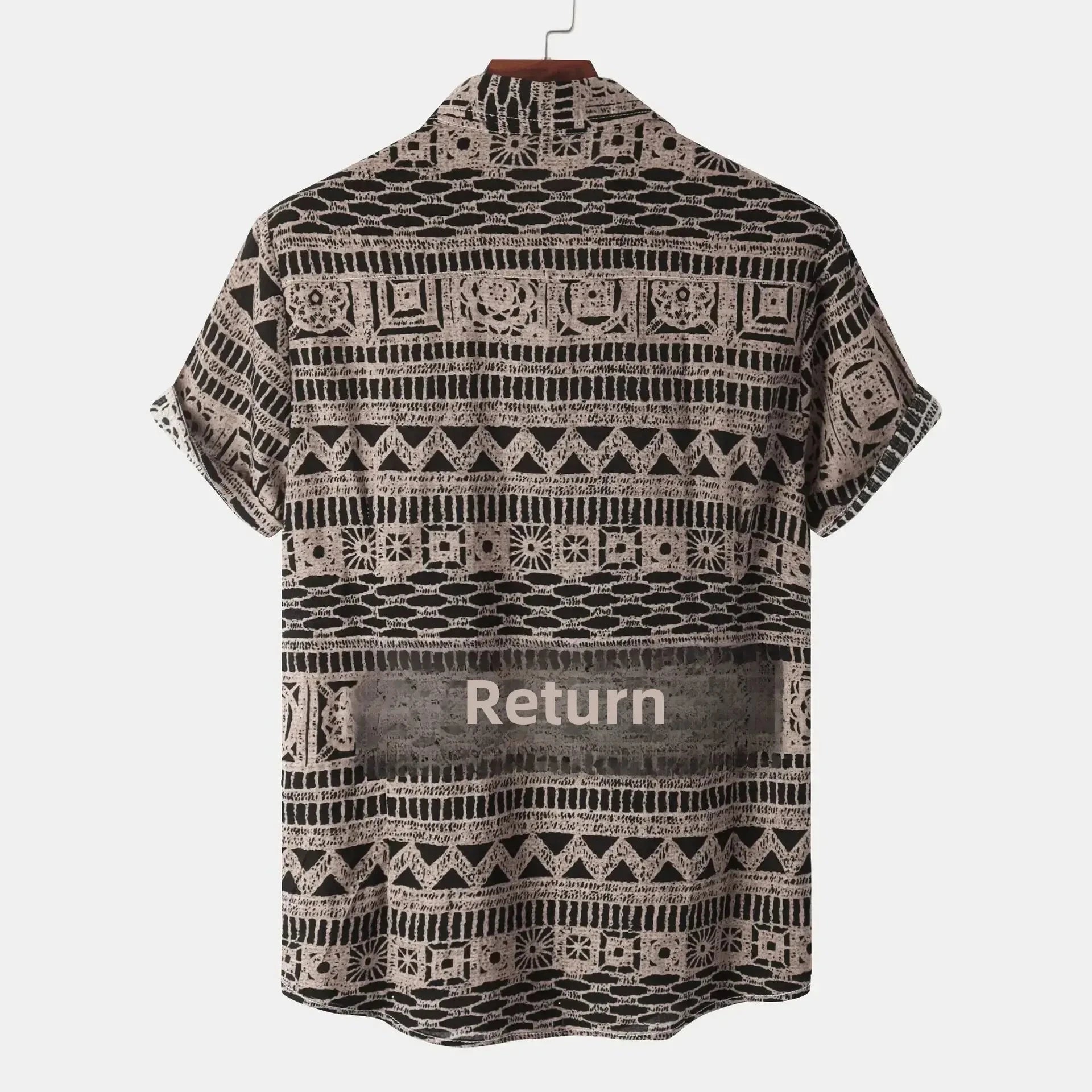 Men's Plus Size Printed Button Up Short Sleeve Shirt