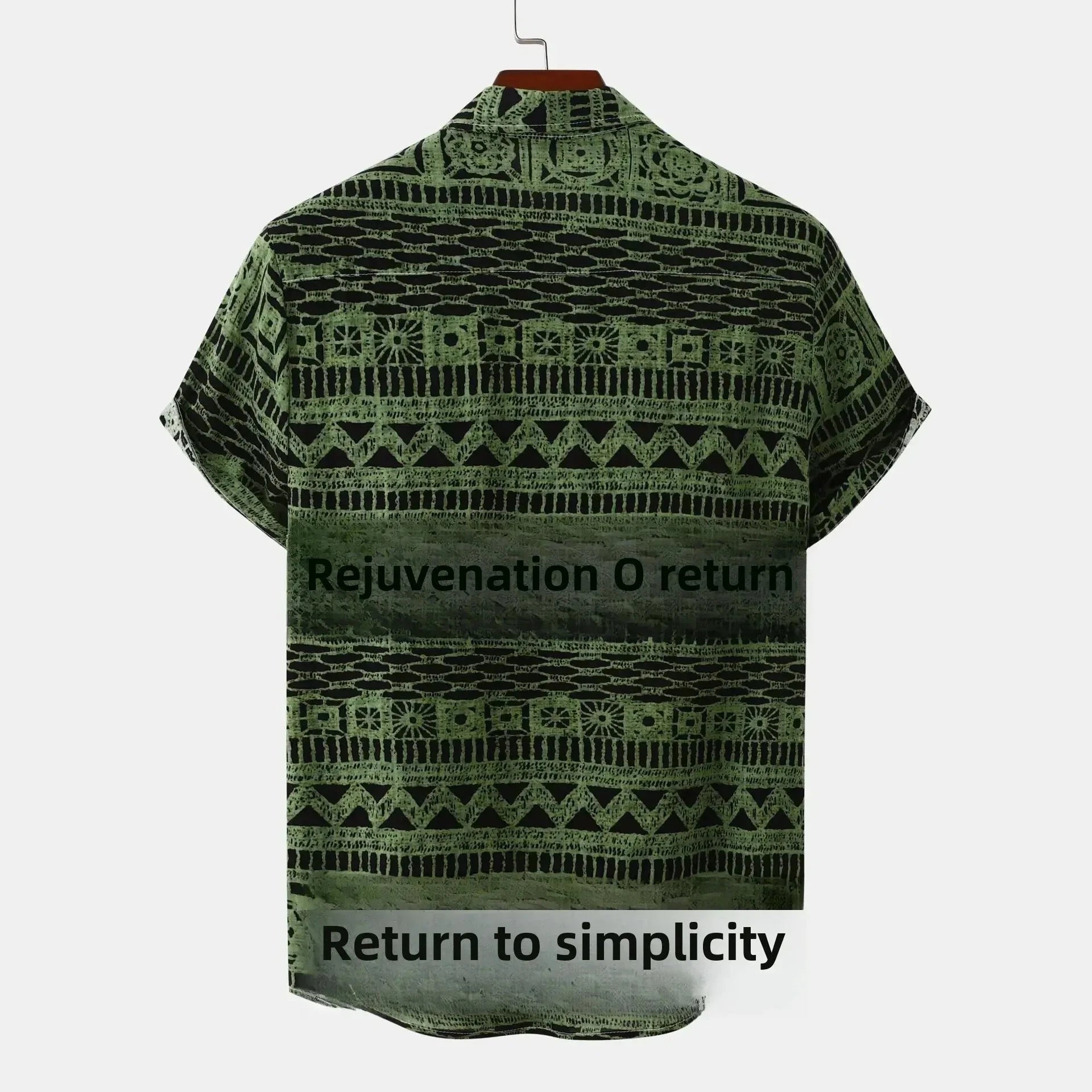 Men's Plus Size Printed Button Up Short Sleeve Shirt