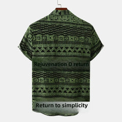 Men's Plus Size Printed Button Up Short Sleeve Shirt