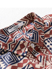 Men's Plus Size Printed Button Up Short Sleeve Shirt